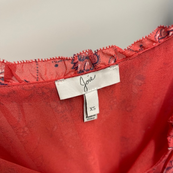 Joie Chara Silk Coral Floral Print Dress Size XS - Picture 4 of 5